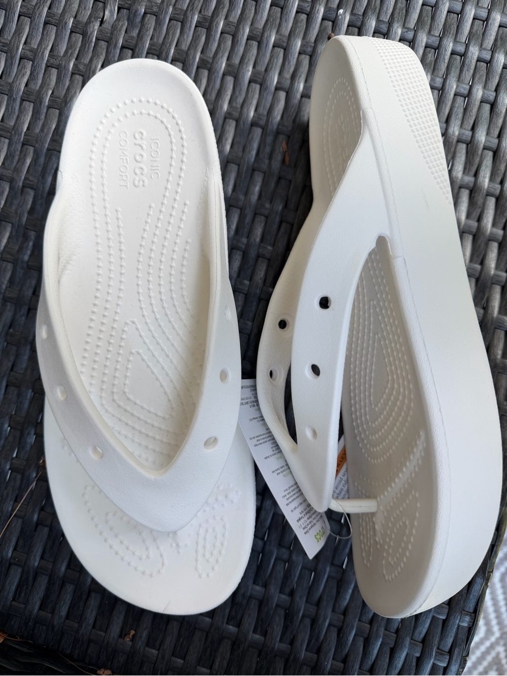 CROCS White Slip-On Thong Sandals - Picture 2 of 3